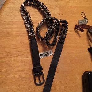 Black metal crystal belt size S